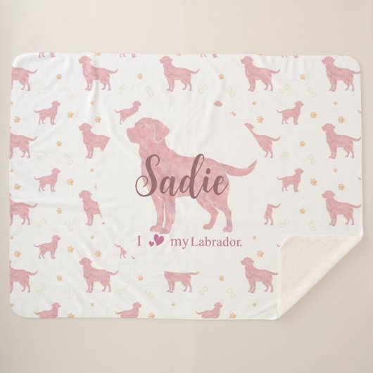 Couverture Sherpa Custom Pastel pink labrador retriever blanket gift (Devant (Horizontal))