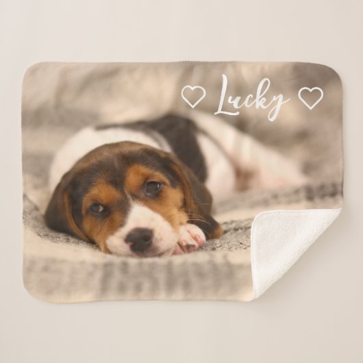 Couverture Sherpa Custom Pet Photo & Name Sherpa Blanket (Devant (Horizontal))