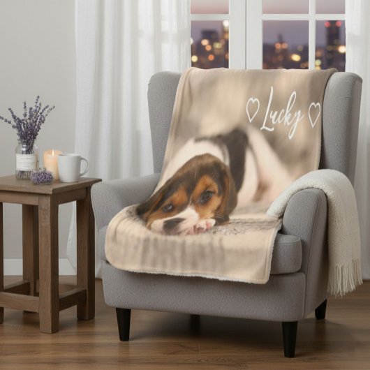 Couverture Sherpa Custom Pet Photo & Name Sherpa Blanket