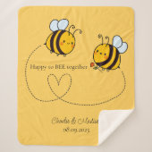 Couverture Sherpa Custom Text Happy Love Bees (Devant)