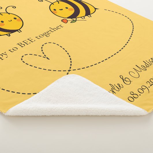 Couverture Sherpa Custom Text Happy Love Bees (3/4)
