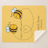 Couverture Sherpa Custom Text Happy Love Bees (Devant (Horizontal))