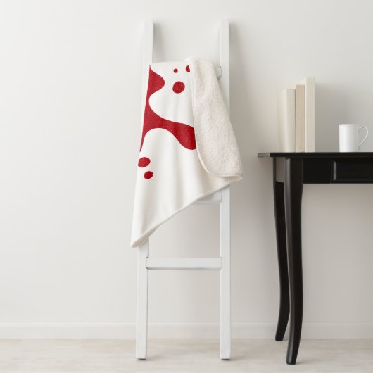 Couverture Sherpa Custom Tomato Red Splash Blanket – White Base (En situation)