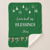 Couverture Sherpa Customizable Sherpa Blanket Green Christmas Gift (Devant)
