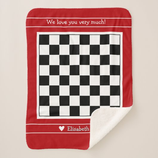 Couverture Sherpa Customizable Sherpa Blanket with Chessboard Design (Devant)