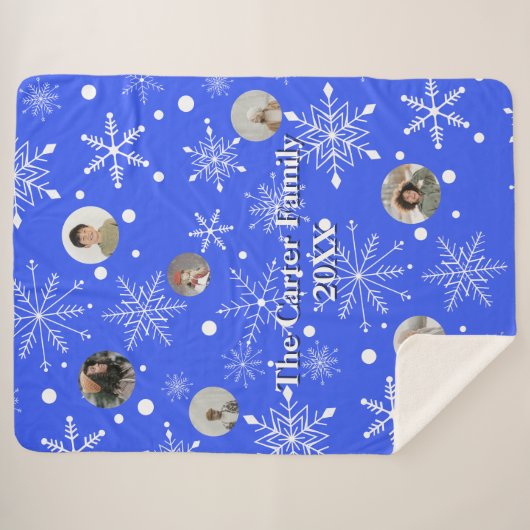 Couverture Sherpa Customizable Snowflake Flurry Sherpa Blanket (Devant (Horizontal))