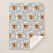 Couverture Sherpa Customized Dog Pet Photo & Name Gray (Devant)