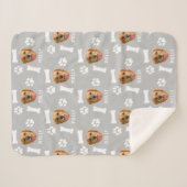 Couverture Sherpa Customized Dog Pet Photo & Name Gray (Devant (Horizontal))