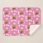 Couverture Sherpa Customized Dog Pet Photo & Name Pink (Devant (Horizontal))