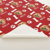 Couverture Sherpa Customized Dog Pet Photo & Name Red (3/4)