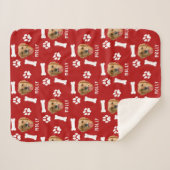 Couverture Sherpa Customized Dog Pet Photo & Name Red (Devant (Horizontal))