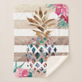 Couverture Sherpa Cute ananas or rayé (Devant)