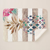 Couverture Sherpa Cute ananas or rayé (Devant (Horizontal))