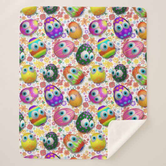 Couverture Sherpa Cute and Funny Easter Eggs Cartoon (Devant)