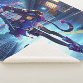 Couverture Sherpa Cute Anime Gamer Girl & Cat | Grand (3/4)