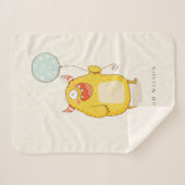 Couverture Sherpa Cute Aqua Yellow Little Happy Monster Custom (Devant (Horizontal))