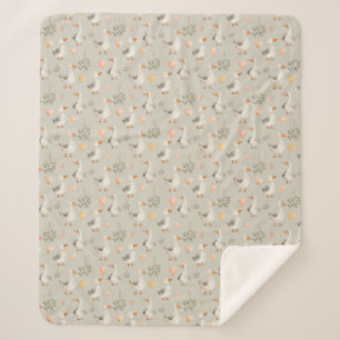 Couverture Sherpa Cute Aquarelle Oie Sherpa Blanche