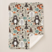 Couverture Sherpa Cute Automne Bois Animaux Motif (Devant)