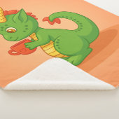 Couverture Sherpa Cute Baby Dragon Holding Cup on Orange (3/4)
