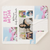 Couverture Sherpa Cute Best Mom Pink Flowers 5 Photo Collage (Devant (Horizontal))