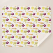 Couverture Sherpa Cute betteraves Citron et carottes Aquarelle Motif (Devant (Horizontal))