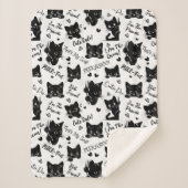 Couverture Sherpa Cute Black Cats et Motif des paroles (Devant)