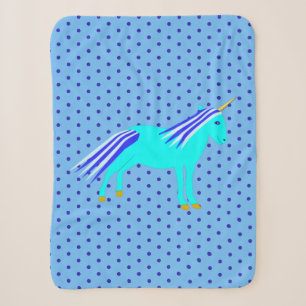 Couverture Sherpa Cute Blue Baby Boy Unicorn