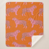 Couverture Sherpa Cute Boho Orange et Pink Tiger Art Motif (Devant)