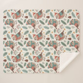 Couverture Sherpa Cute Botanical Scandinavian Bird (Devant (Horizontal))