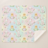 Couverture Sherpa Cute Bunny Chick & Lamb Easter Pattern (Devant (Horizontal))