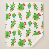 Couverture Sherpa Cute Cactus, Green Cactus, Motif Cactus (Devant)