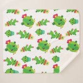 Couverture Sherpa Cute Cactus, Green Cactus, Motif Cactus (Devant (Horizontal))