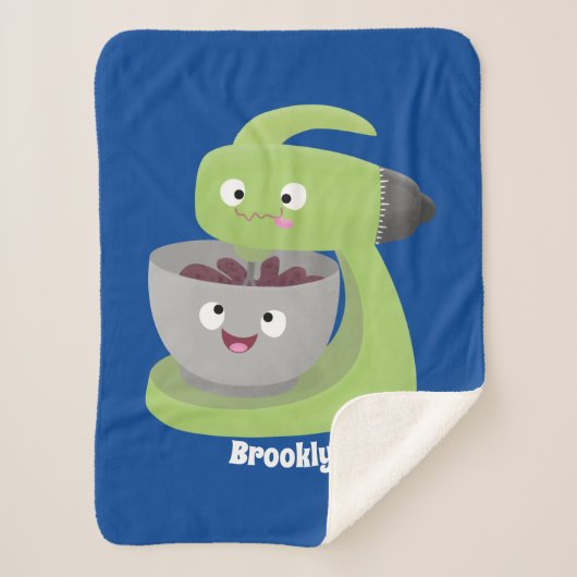 Couverture Sherpa Cute cake mixer cuisine appareil dessin animé (Devant)