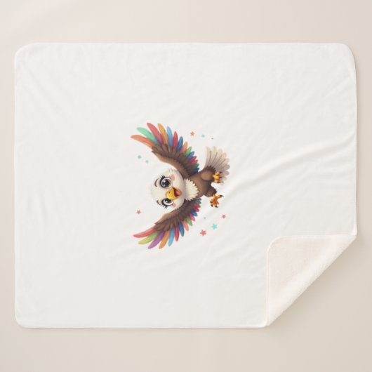 Couverture Sherpa Cute Cartoon Eagle Flying – Friendly Vector Art (Devant (Horizontal))