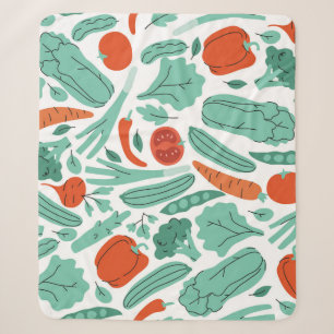 Couverture Sherpa Cute Cartoon Food : Motif de légumes vibrants