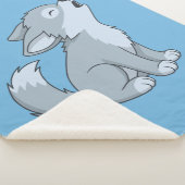 Couverture Sherpa Cute Cartoon Howling Wolf Pup Blue (3/4)