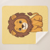 Couverture Sherpa Cute Cartoon Lion on Yellow (Devant (Horizontal))