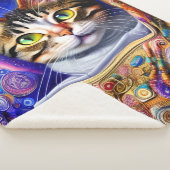 Couverture Sherpa Cute Cat Starry Neon Arrière - plan | Conception d (3/4)