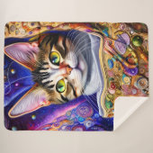 Couverture Sherpa Cute Cat Starry Neon Arrière - plan | Conception d (Devant (Horizontal))