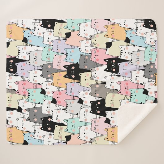 Couverture Sherpa Cute Cats Sherpa Blanket (Devant (Horizontal))