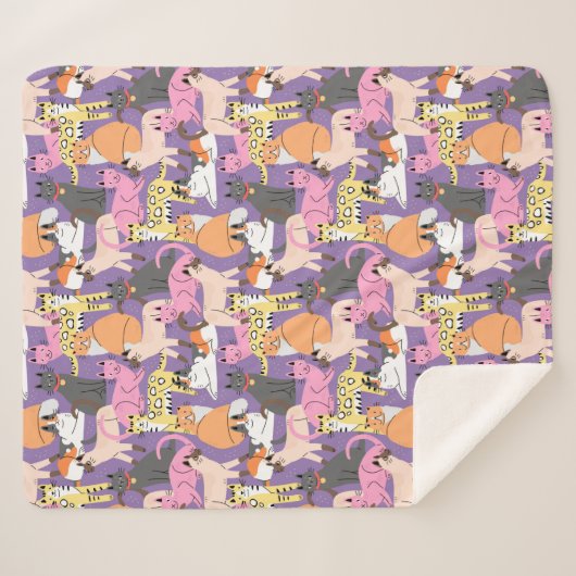 Couverture Sherpa Cute Cats Sherpa Blanket (Devant (Horizontal))