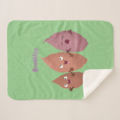 Couverture Sherpa Cute chantant des patates douces caricaturales lég (Devant (Horizontal))