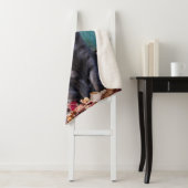 Couverture Sherpa Cute Chat Chat Noir Kitten avec Porte Bleue Feuill (En situation)