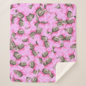 Couverture Sherpa Cute Chat dans un Motif Casquette rose Random (Devant)