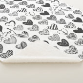 Couverture Sherpa Cute Chat et Coeur Motif noir et blanc (3/4)