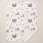 Couverture Sherpa Cute chat face chats souriants motif (Devant)