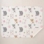 Couverture Sherpa Cute chat face chats souriants motif (Devant (Horizontal))
