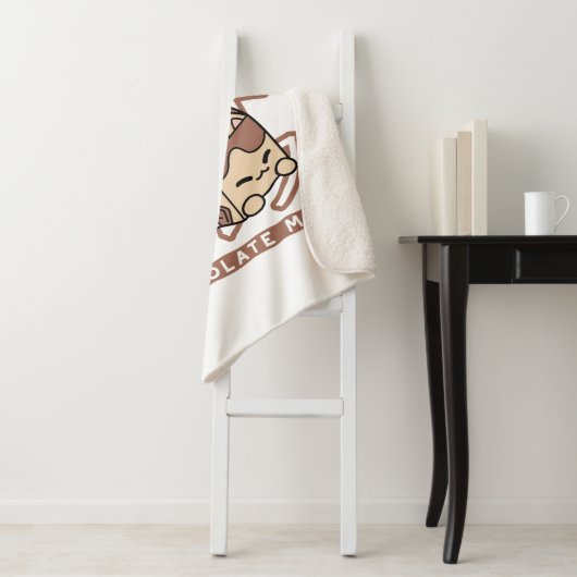 Couverture Sherpa Cute Chat Riding Chocolat Lait Carton Kawaii Art (En situation)