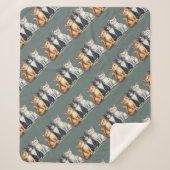 Couverture Sherpa Cute Chats Chatons Chatons Happy Grey Vert (Devant)