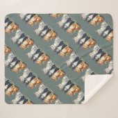 Couverture Sherpa Cute Chats Chatons Chatons Happy Grey Vert (Devant (Horizontal))